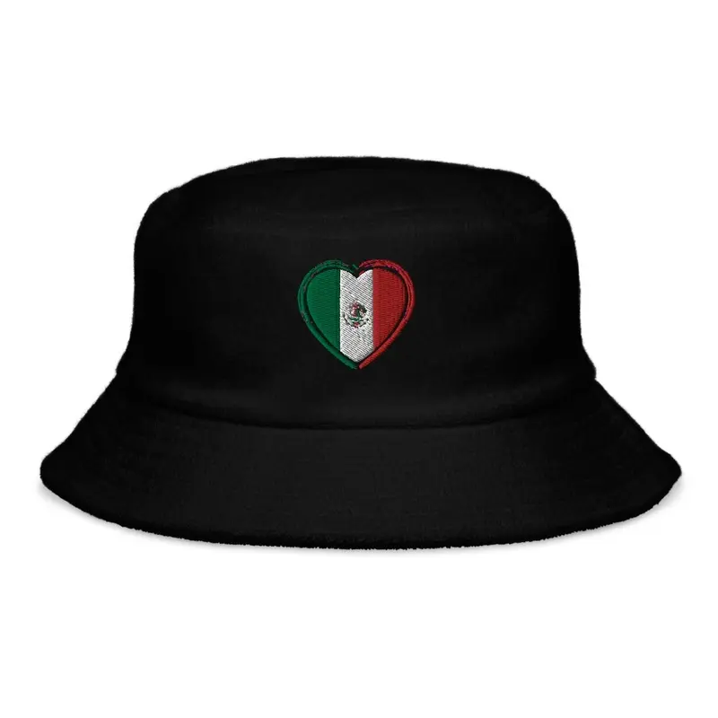 Bucket Hat with Mexican Heart Flag